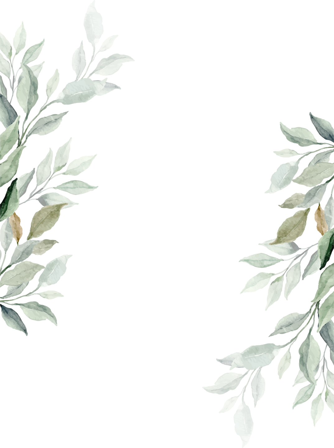 Watercolor Leaves Border